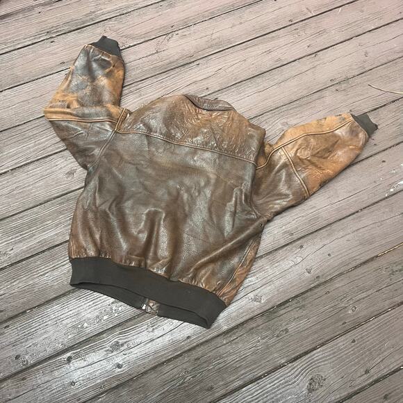 Avirex Leather Jacket Size 42 Vintage Bomber Flight Jacket Brown USA Made - Picture 3 of 5